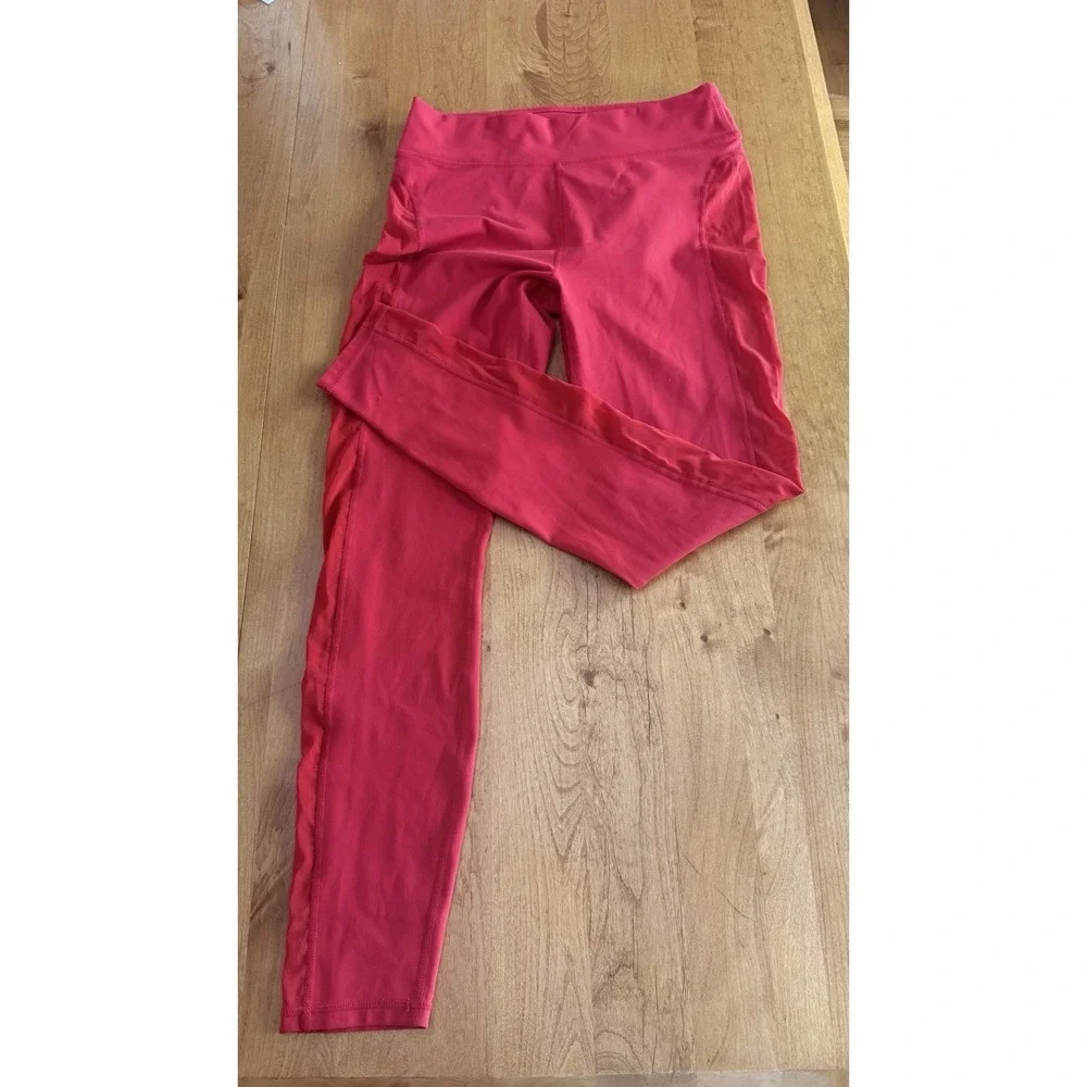 Fabletics PureLuxe High Rise Red Ankle Leggings Women's XS Stretch Elastic Waist